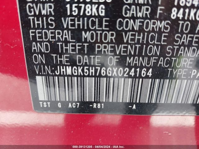 JHMGK5H76GX024164 Honda FIT EX