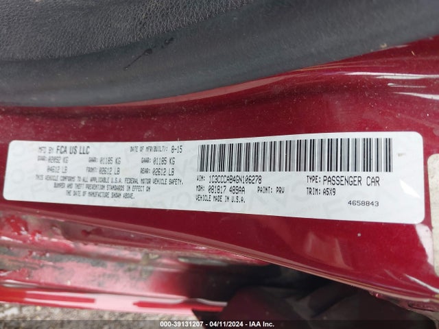 Chrysler 200 Limited 2016 1C3CCCAB4GN106278 Image 9