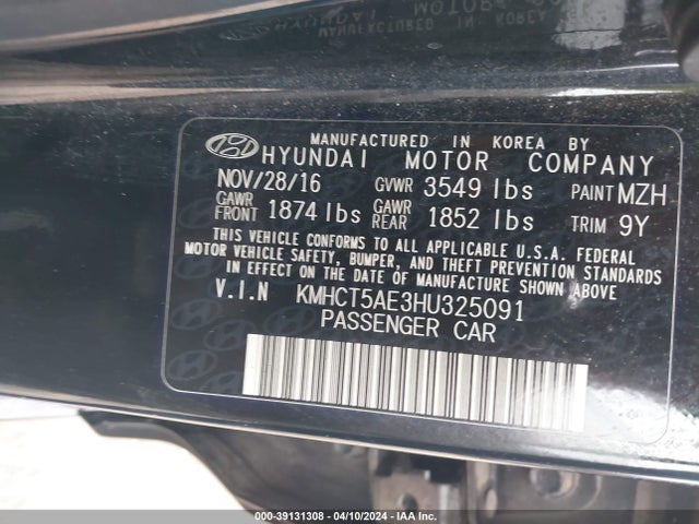 Hyundai ACCENT SE 2017 KMHCT5AE3HU325091 Image 9