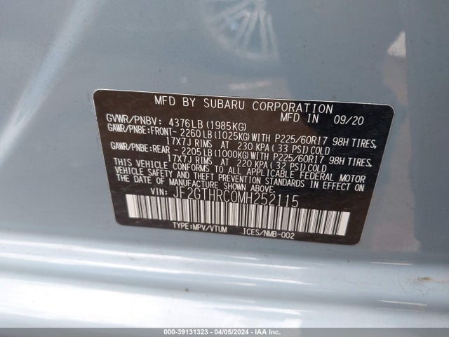 JF2GTHRC0MH252115 Subaru Crosstrek Sport
