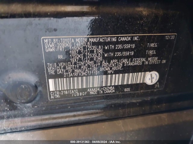 Toyota Rav4 Xle Premium 2021 2T3A1RFV3MC171191 Image 9
