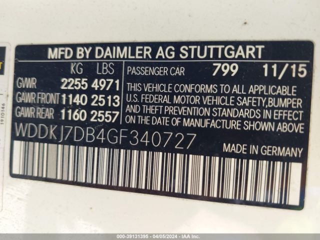 WDDKJ7DB4GF340727 Mercedes-Benz E 550