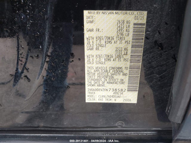 Nissan Frontier Sv 2015 1N6AD0EV2FN738582 Image 9