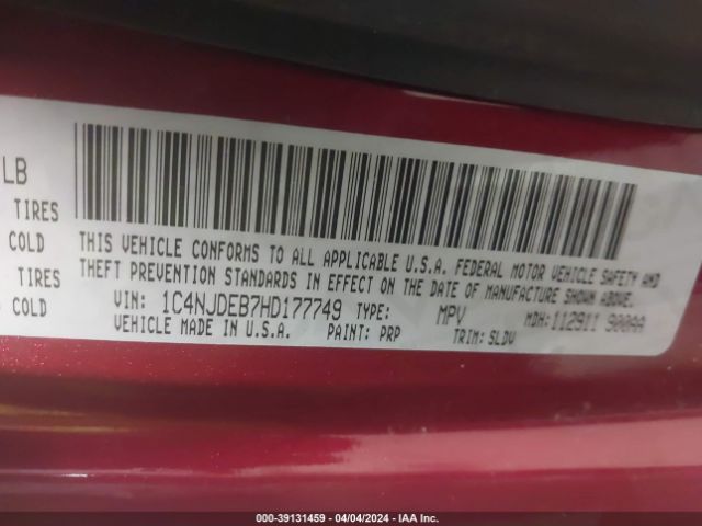 1C4NJDEB7HD177749 Jeep Compass High Altitude 4x4