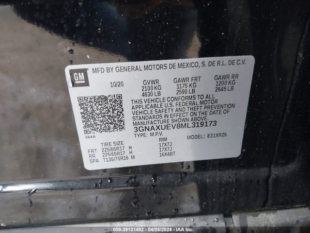 Chevrolet Equinox Awd Lt 2021 3GNAXUEV8ML319173 Image 9