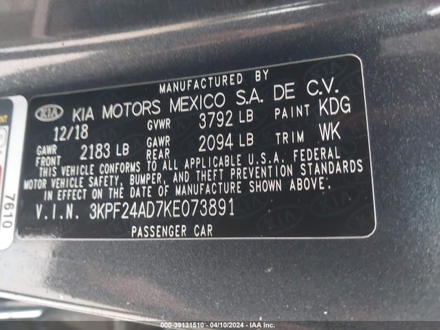 KIA Forte Lxs 2019 3KPF24AD7KE073891 Image 9
