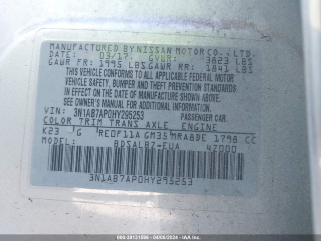 Nissan SENTRA S 2017 3N1AB7AP0HY295253 Image 9