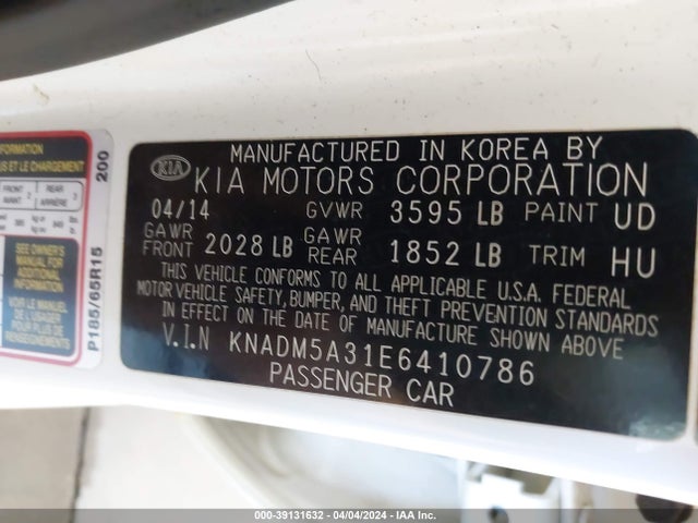 KIA RIO LX 2014 KNADM5A31E6410786 Image 9
