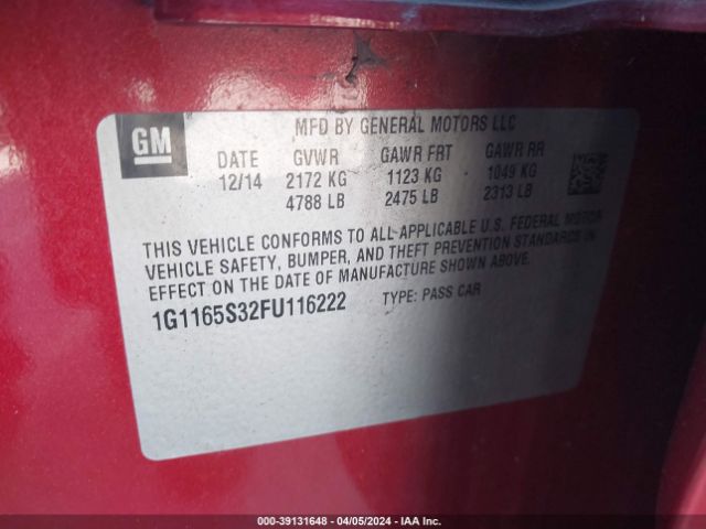 2015 CHEVROLET IMPALA 1G1165S32FU116222 Photo 8