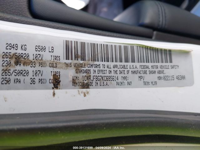 2019 JEEP GRAND CHEROKEE 1C4RJFBG7KC695614 Photo 8