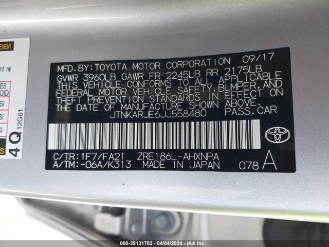 Toyota COROLLA IM 2018 JTNKARJE6JJ558480 Image 9