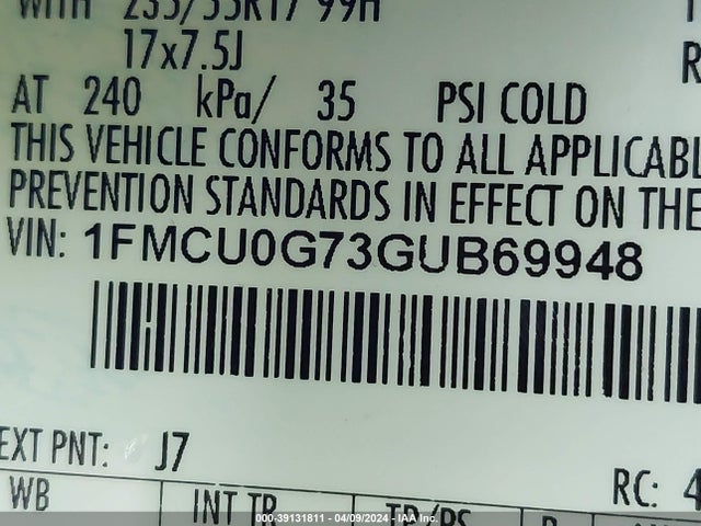 Ford ESCAPE SE 2016 1FMCU0G73GUB69948 Image 9