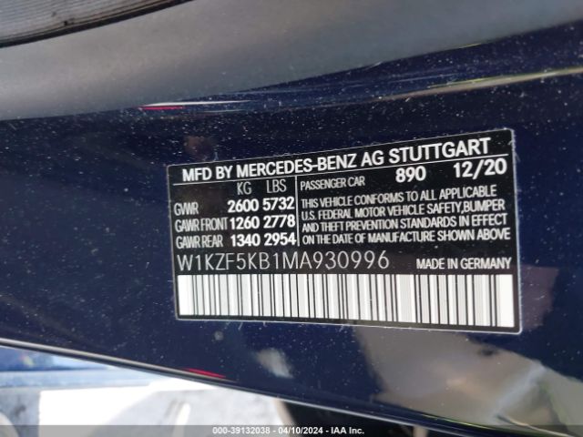 W1KZF5KB1MA930996 Mercedes-Benz E 450 4matic