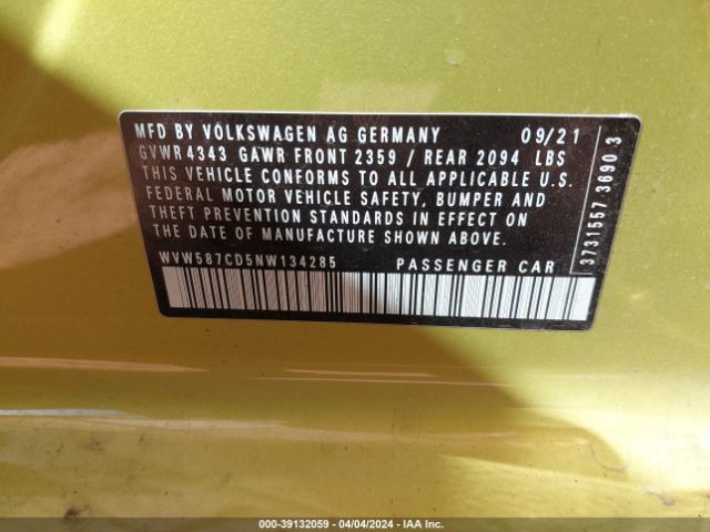 2022 VOLKSWAGEN GOLF GTI WVW587CD5NW134285 Photo 8