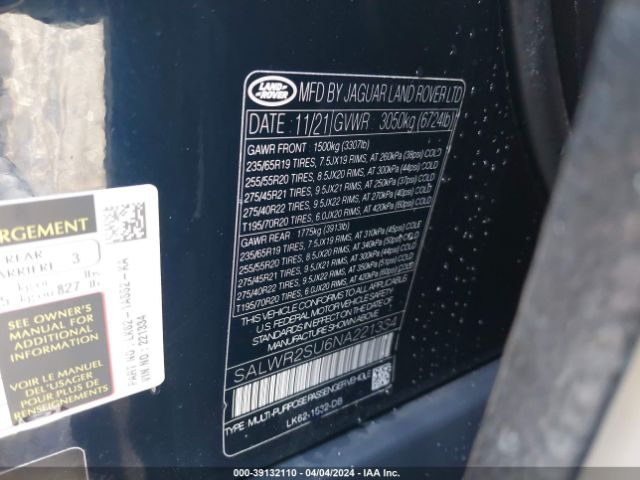 SALWR2SU6NA221334 Land Rover Range Rover Sport Hse Silver Edition Mhev