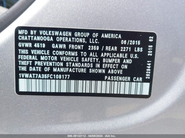 1VWAT7A35FC108177 Volkswagen Passat 1.8t Limited Edition