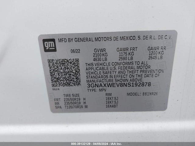 Chevrolet Equinox Awd Rs 2022 3GNAXWEV8NS192878 Image 9