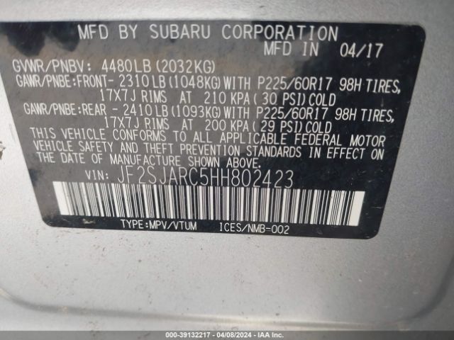 JF2SJARC5HH802423 Subaru Forester 2.5i Limited
