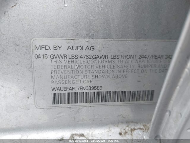 WAUEFAFL7FN039589 Audi A4 2.0t Premium