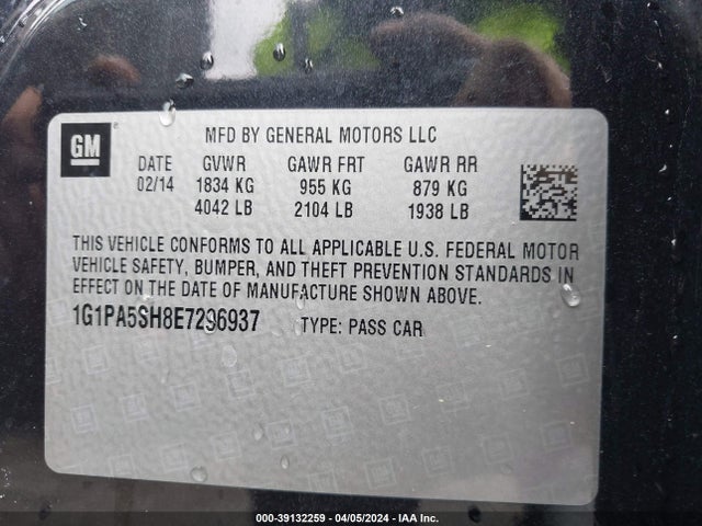 Chevrolet Cruze Ls Auto 2014 1G1PA5SH8E7296937 Image 9