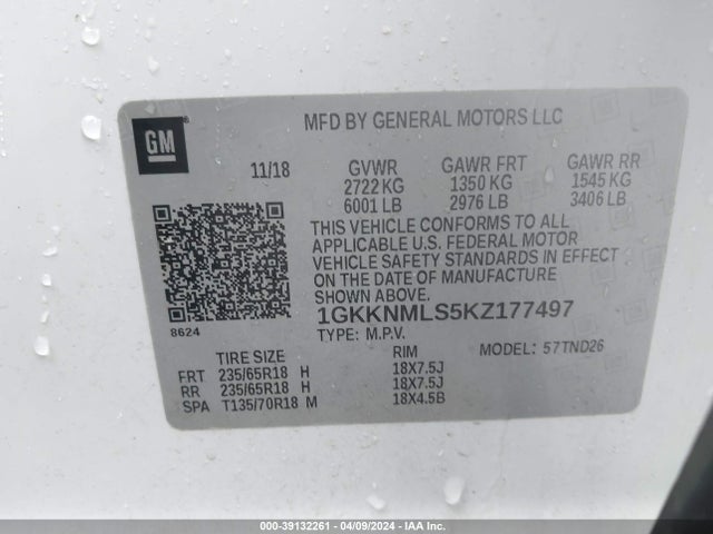 GMC Acadia Slt-1 2019 1GKKNMLS5KZ177497 Image 9