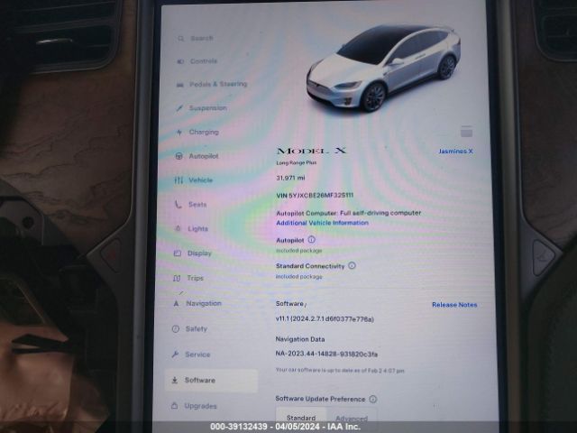 5YJXCBE26MF325111 Tesla Model X Long Range Dual Motor All-wheel Drive/long Range Plus Dual Motor All-wheel Drive