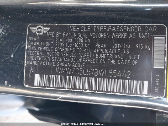 2011 MINI COOPER S COUNTRYMAN WMWZC5C57BWL55442 Photo 8