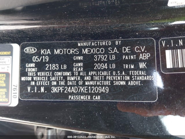 KIA Forte Lxs 2019 3KPF24AD7KE120949 Image 9