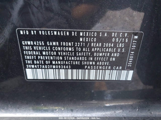 3VW4T7AU2FM093643 Volkswagen Golf Gti 2.0t Se 4-door