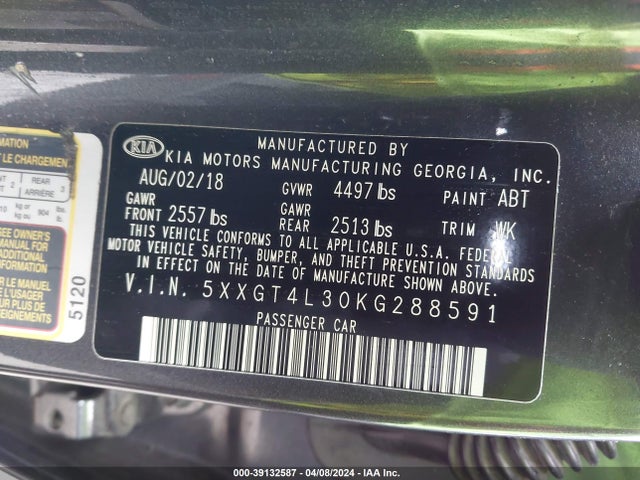 KIA Optima Lx 2019 5XXGT4L30KG288591 Image 9