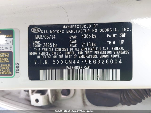 KIA Optima Lx 2014 5XXGM4A79EG326004 Image 9