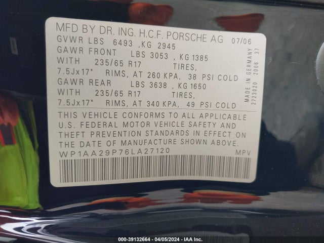 2006 PORSCHE CAYENNE WP1AA29P76LA27120 Photo 8