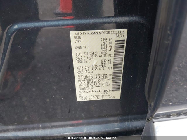 Nissan Murano Platinum 2015 5N1AZ2MH3FN262608 Image 9