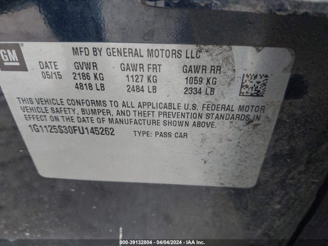 Chevrolet Impala 2lt 2015 1G1125S30FU145262 Image 9