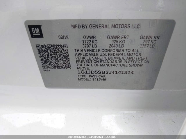Chevrolet Sonic Lt Auto 2018 1G1JD5SB3J4141314 Image 9