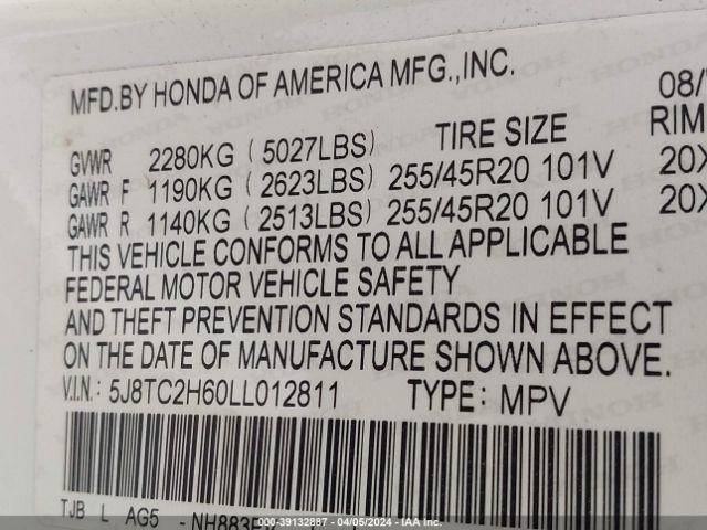 5J8TC2H60LL012811 Acura Rdx A-spec Package
