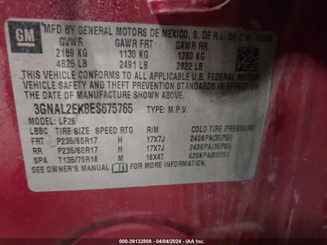 Chevrolet Captiva Sport 2ls 2014 3GNAL2EK8ES675765 Image 9