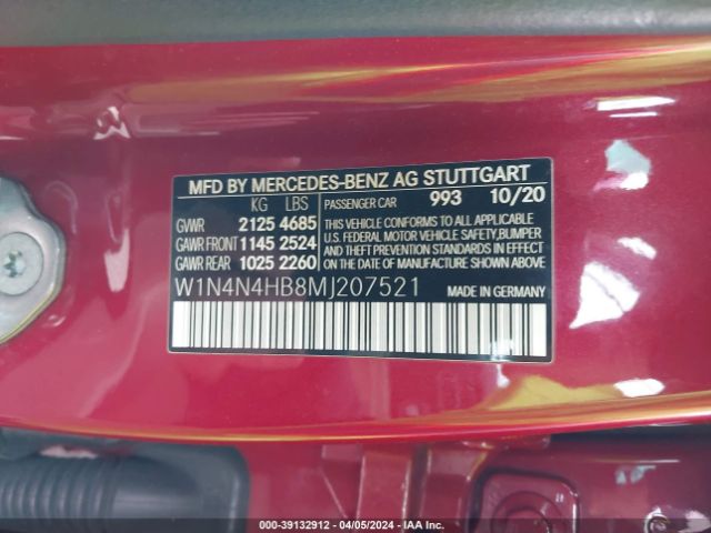 W1N4N4HB8MJ207521 Mercedes-Benz Gla 250 4matic