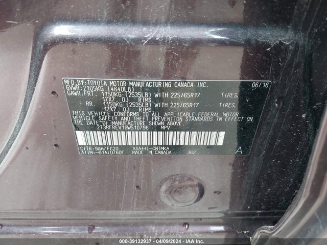 Toyota Rav4 Xle 2016 2T3RFREV1GW510796 Image 9