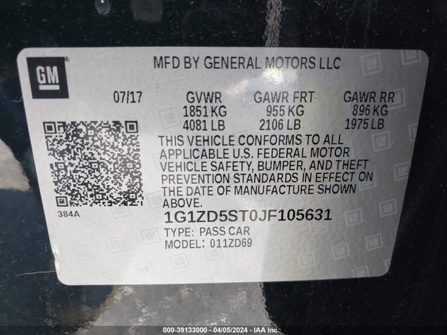 Chevrolet MALIBU LT 2018 1G1ZD5ST0JF105631 Image 9