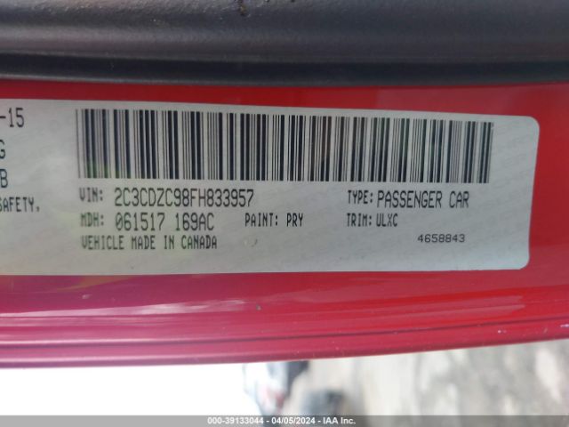 2C3CDZC98FH833957 Dodge Challenger Srt Hellcat