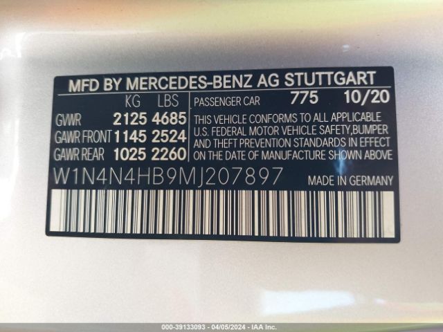 W1N4N4HB9MJ207897 Mercedes-Benz Gla 250 4matic