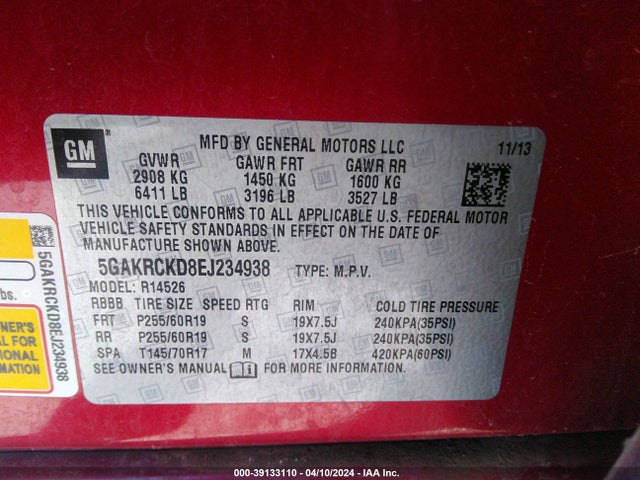 5GAKRCKD8EJ234938 Buick Enclave Premium