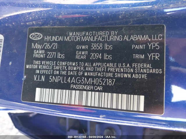 Hyundai ELANTRA SE 2021 5NPLL4AG3MH052187 Image 9