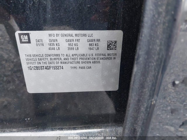 Chevrolet MALIBU LS 2016 1G1ZB5ST4GF193274 Image 9