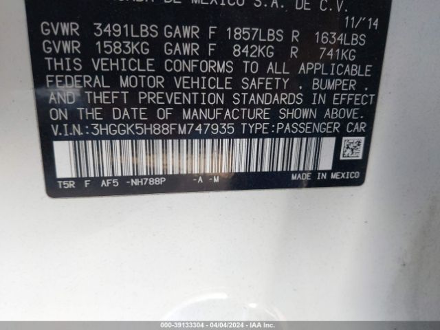 3HGGK5H88FM747935 Honda Fit Ex/ex-l