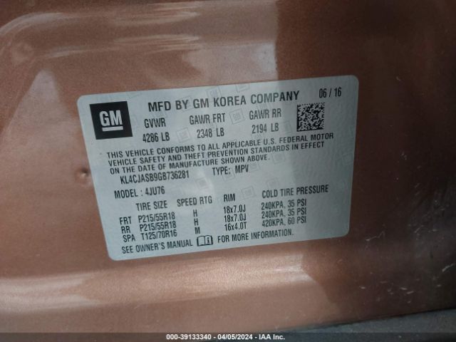 KL4CJASB9GB736281 Buick Encore