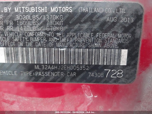 ML32A4HJ2EH005352 Mitsubishi MIRAGE ES