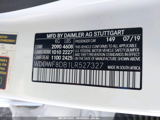 Mercedes-Benz C 300 2020 WDDWF8DB1LR527327 Image 9