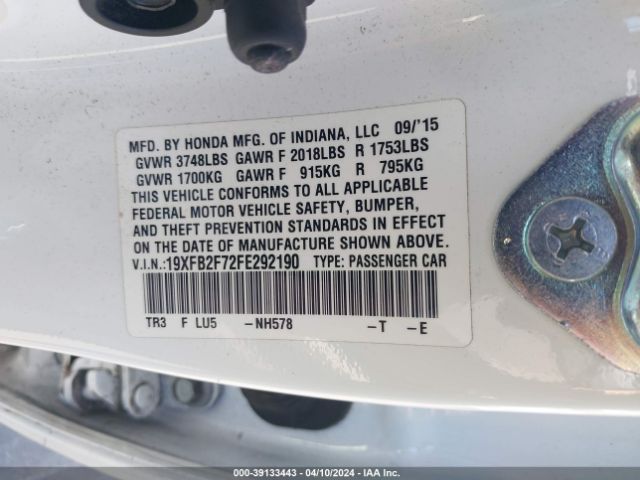 19XFB2F72FE292190 Honda CIVIC SE